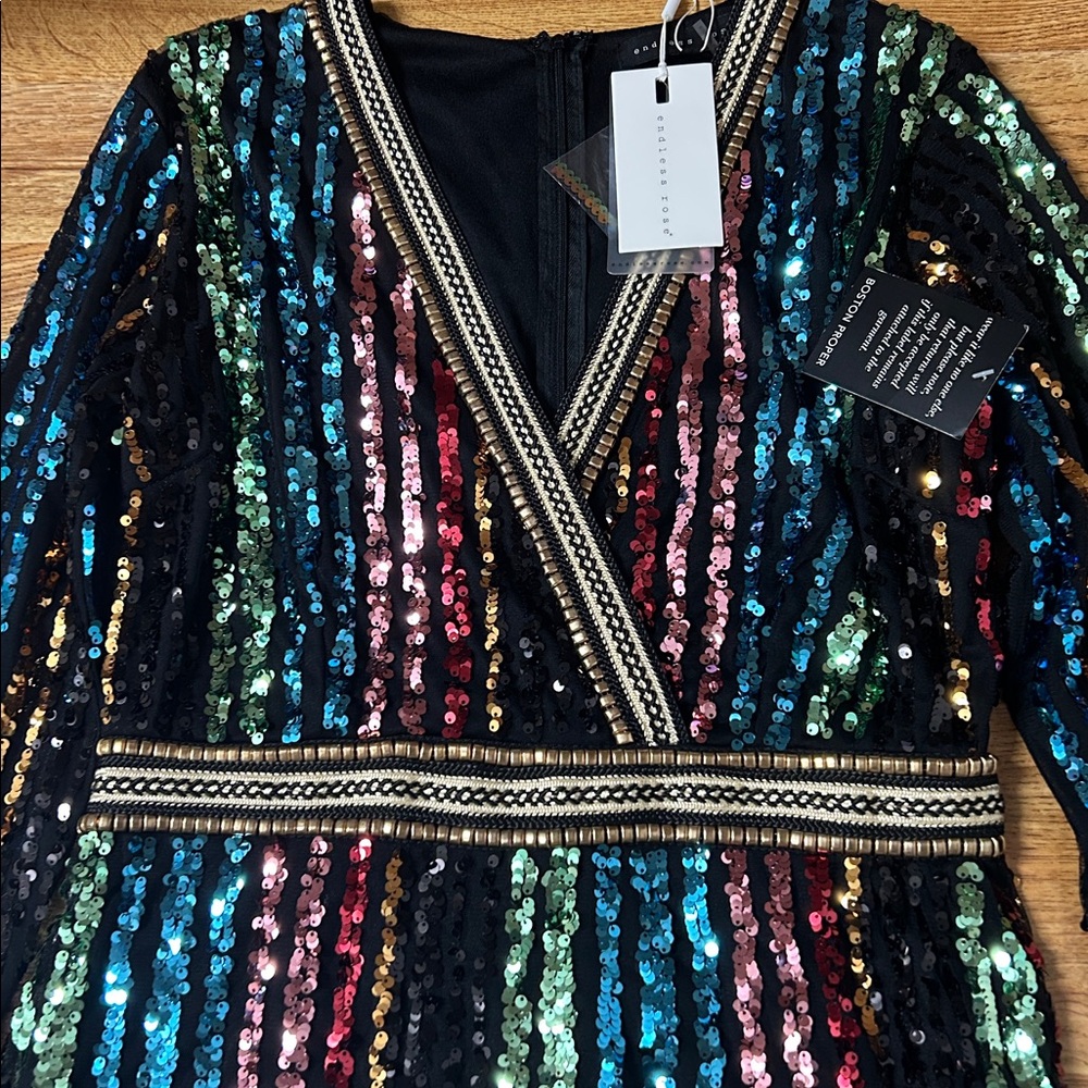 Endless Rose Multicolor Sequins Women Dress Sz L - Picture 2 of 7